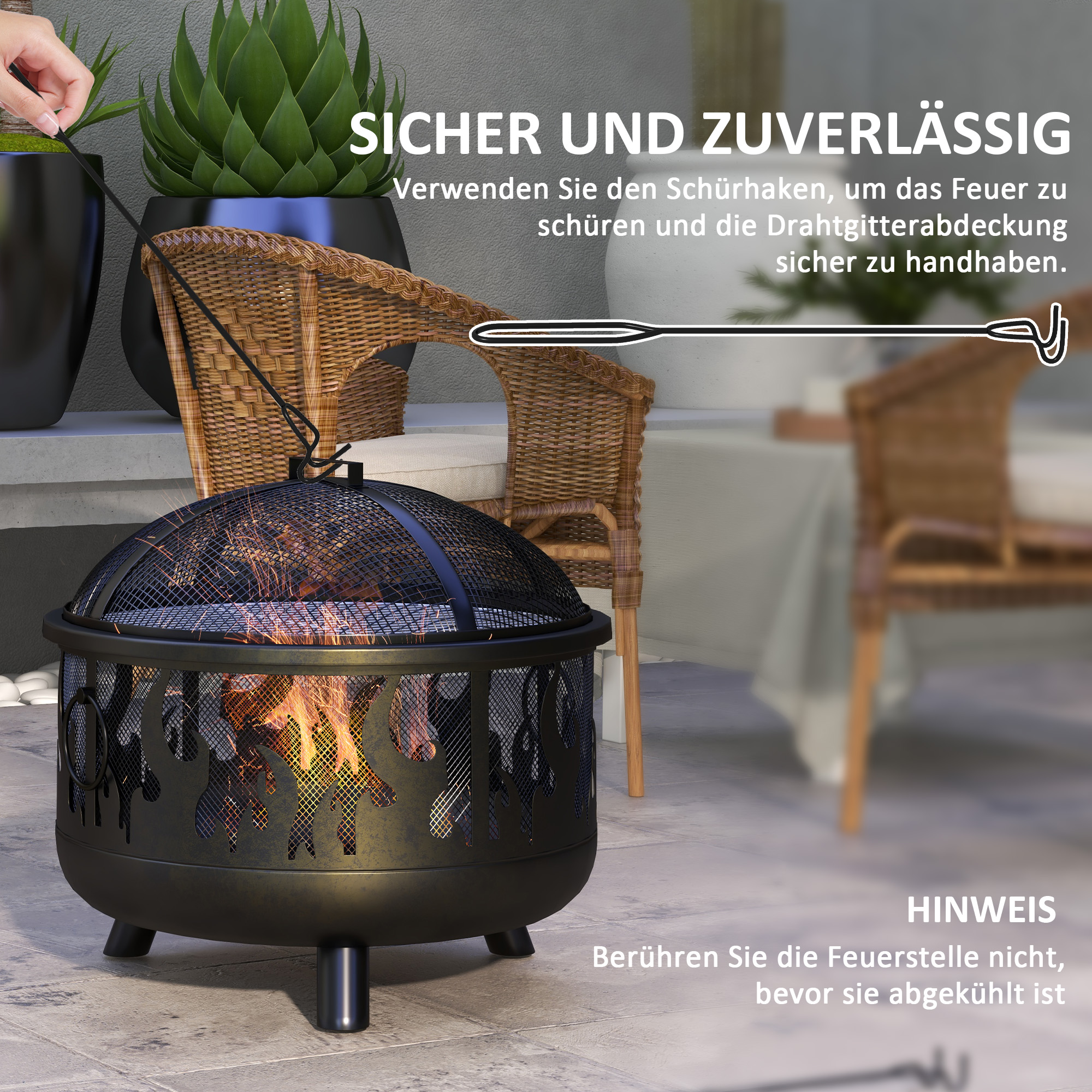 Tulekoda grillrestiga, 61 cm, must - Image 5