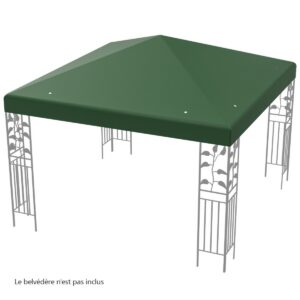 Paviljona rezerves jumta pārsegs 300 × 300 cm, tumši zaļš, ar aizdares siksnām