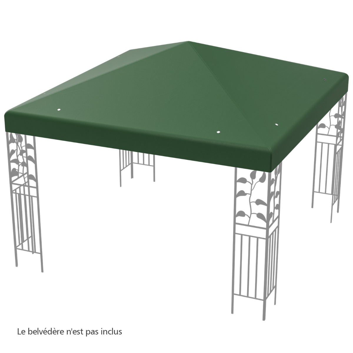 Paviljono pakaitinis stogas uždangalas 300 × 300 cm, tamsiai žalias, su lipdukais
