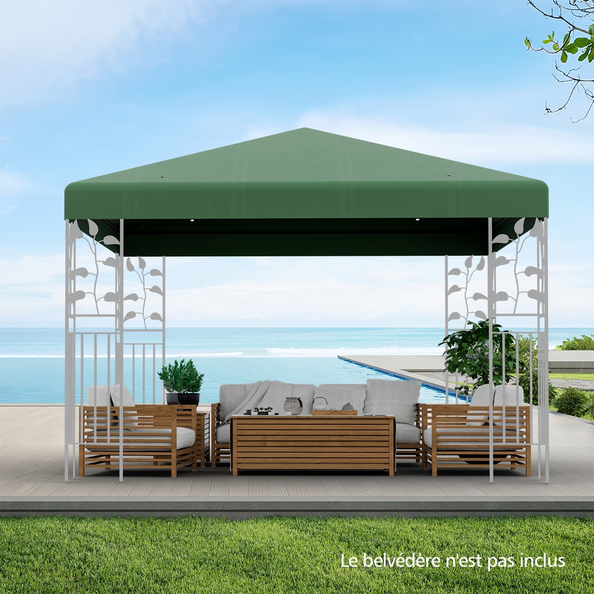 Paviljono pakaitinis stogas uždangalas 300 × 300 cm, tamsiai žalias, su lipdukais - Image 2
