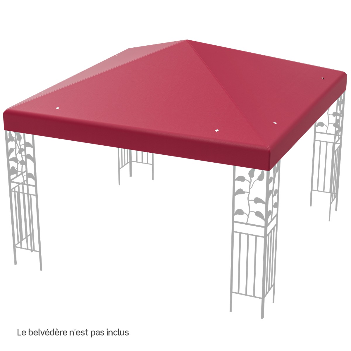 Paviljona rezerves jumta pārsegs 300 × 300 cm, vīna sarkans, ar aizdares siksnām - Image 2