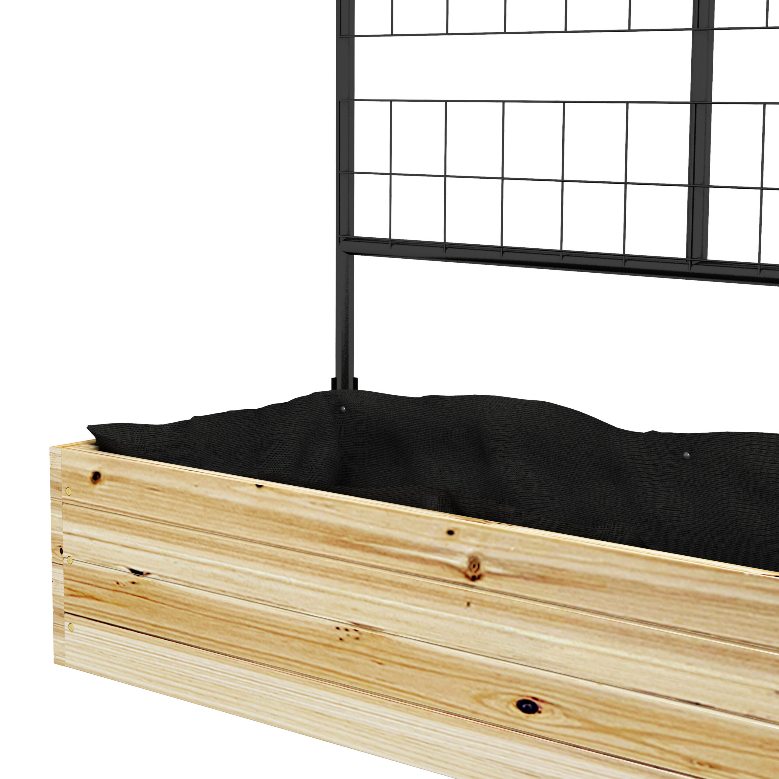Pakelta lysvė su grotelių atrama, natūrali mediena, juoda, 80 x 38 x 145 cm - Image 8