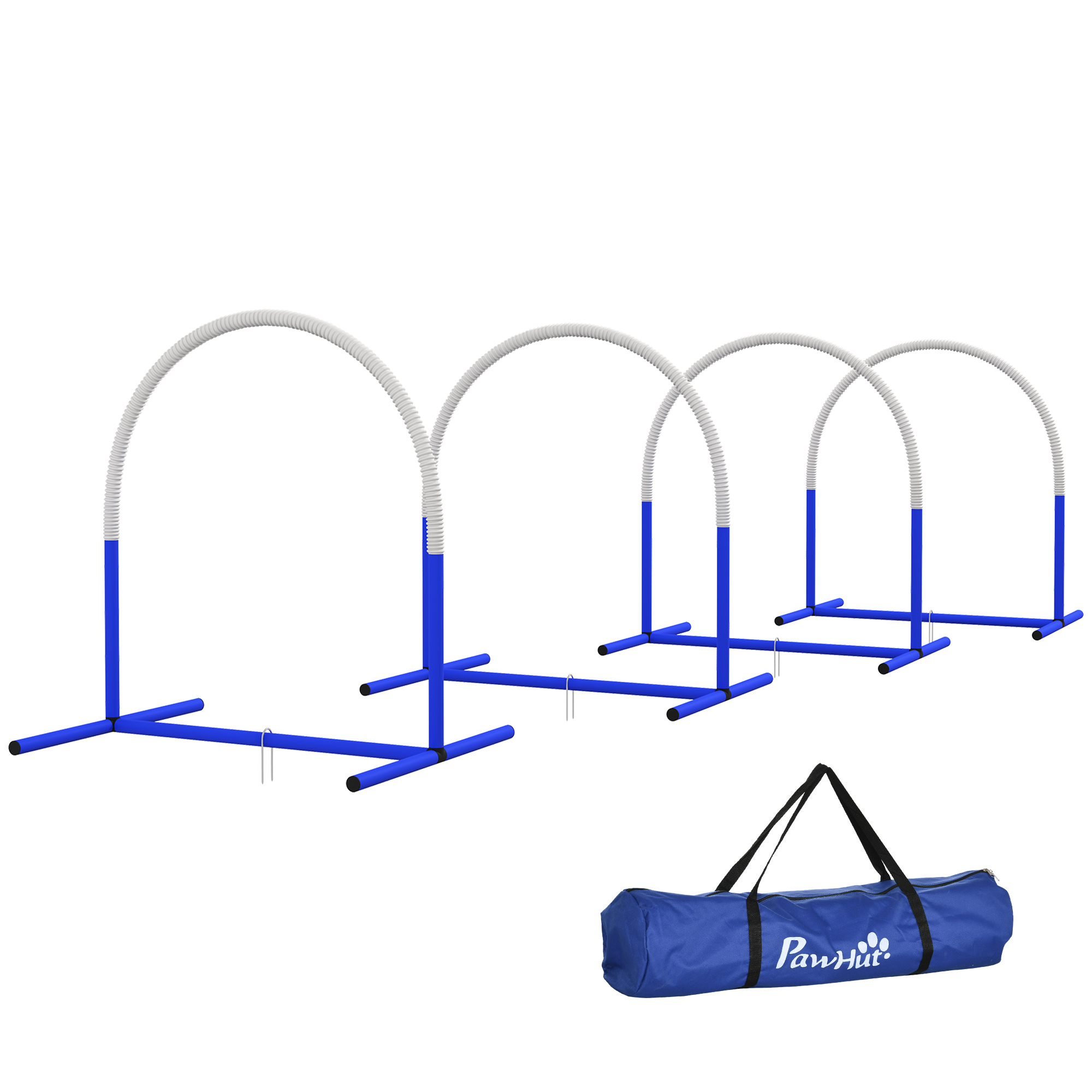 Koera agility komplekt 4 kaarega, sinine+valge, 88 x 64 x 95 cm