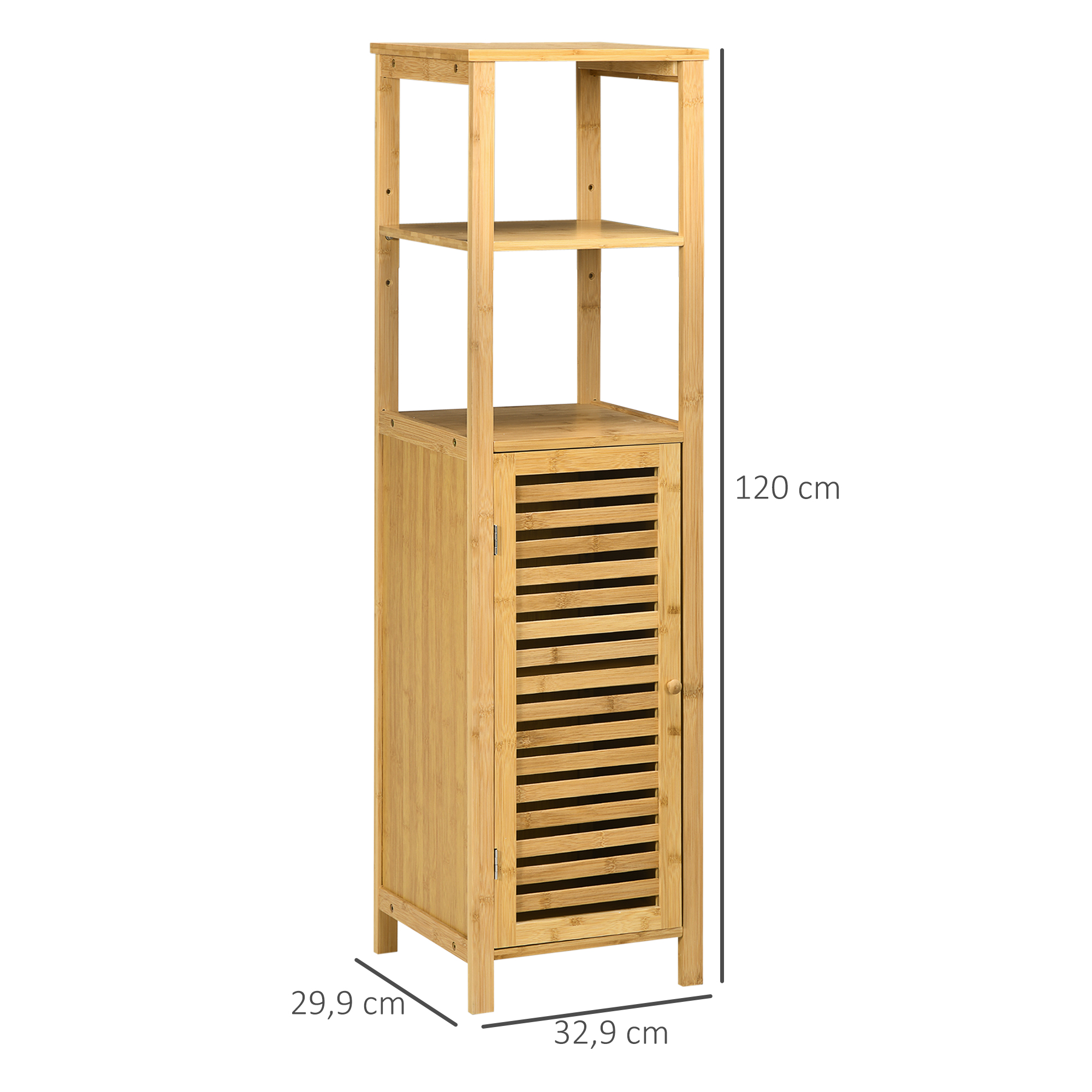 Kylpyhuonekaappi säleovella, bambus, luonnonpuun väri, 32,9 x 29,9 x 120 cm - Image 3
