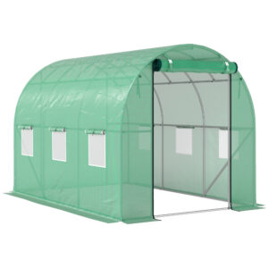 Polütunnel kasvuhoone plastkatte ja terasraamiga, roheline, 300 x 200 x 197 cm