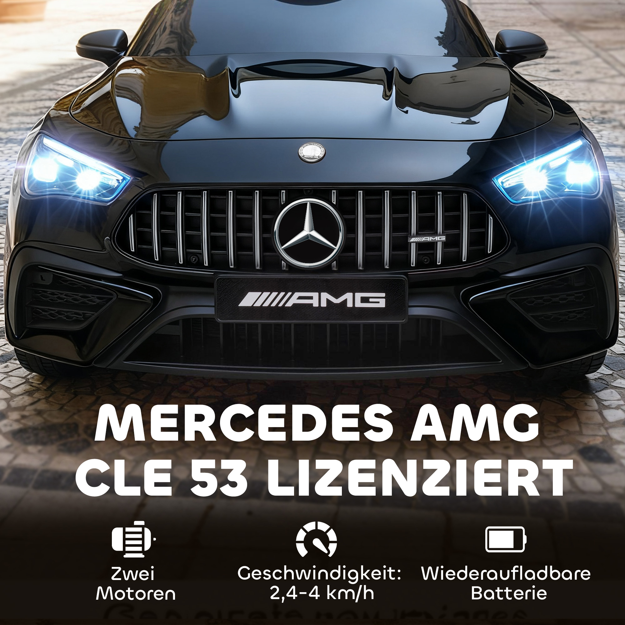 Lasten sähköauto Mercedes-AMG-designilla, musta, 99 x 55 x 43 cm - Image 4