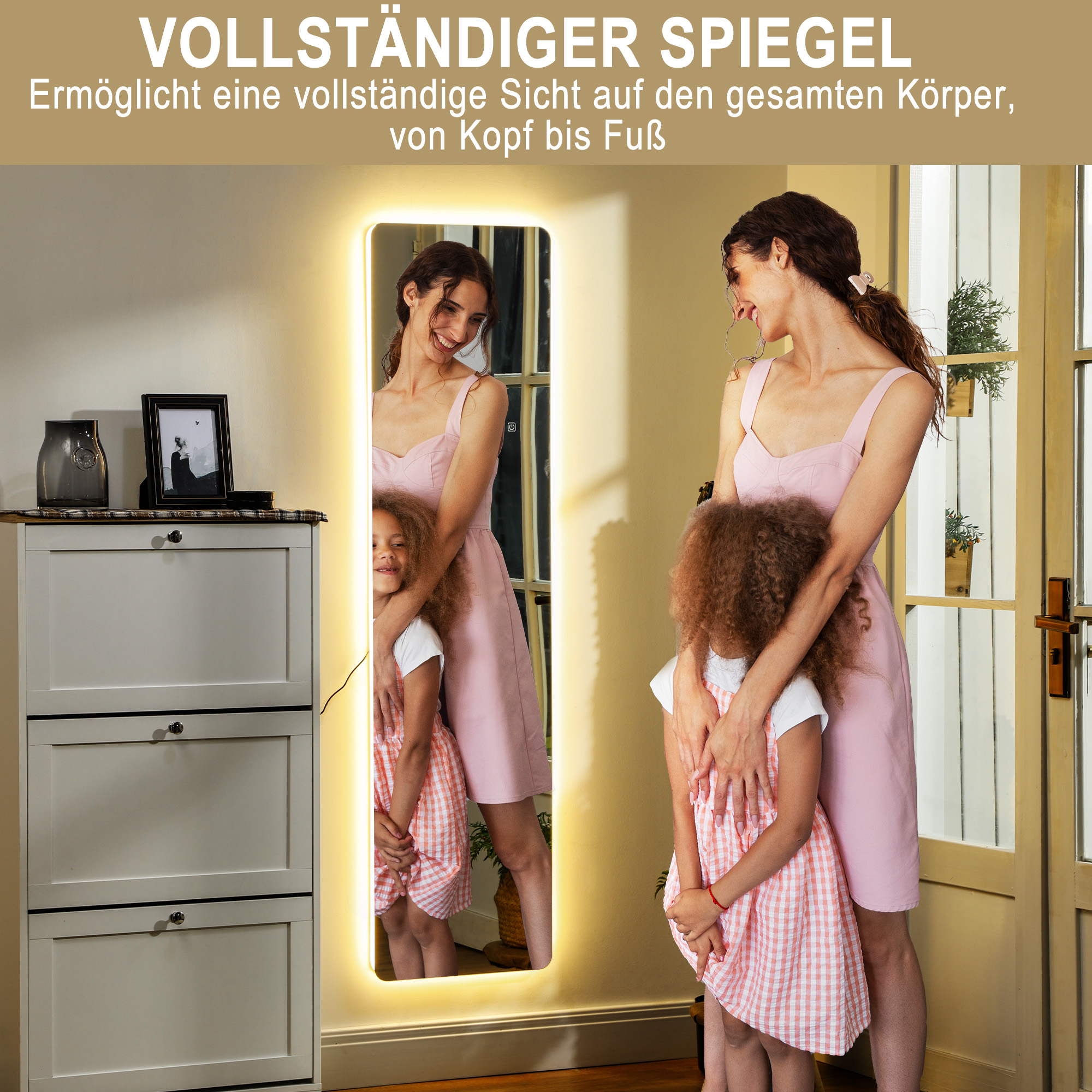 LED pilna auguma spogulis, skārienvadība, regulējams spilgtums, bez rāmja, 40 x 150 cm - Image 4