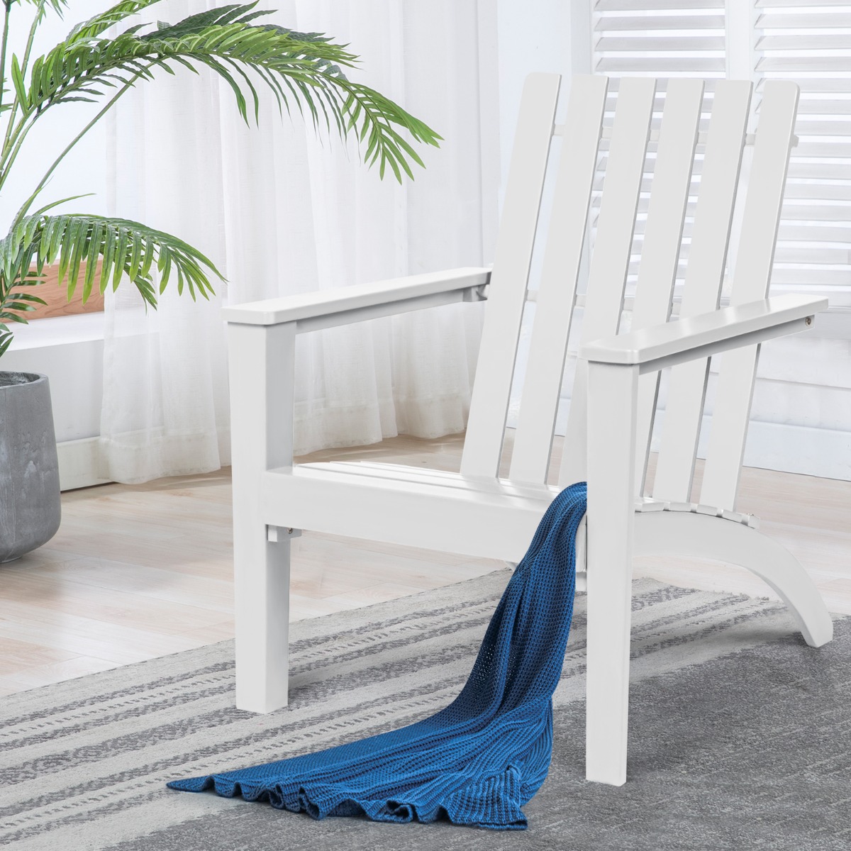 Lauko Acacia Medžio Adirondack Poilsio Kėdė Balta - Image 7