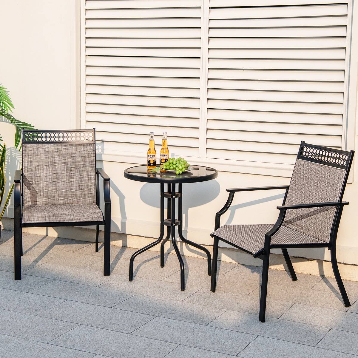 2 kpl Patio nojatuolit säänkestävällä kankaalla - Ruskea - Image 2