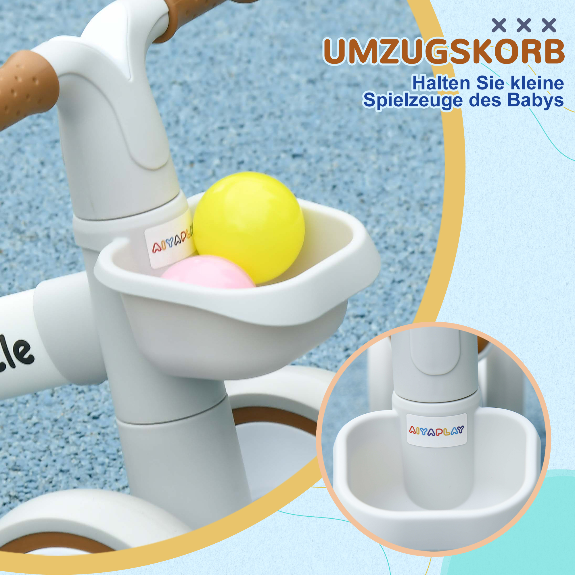 Balansa ritenis, regulējams sēdeklis, klusi riteņi, 1-3 g., līdz 20 kg, brūns/balts - Image 6