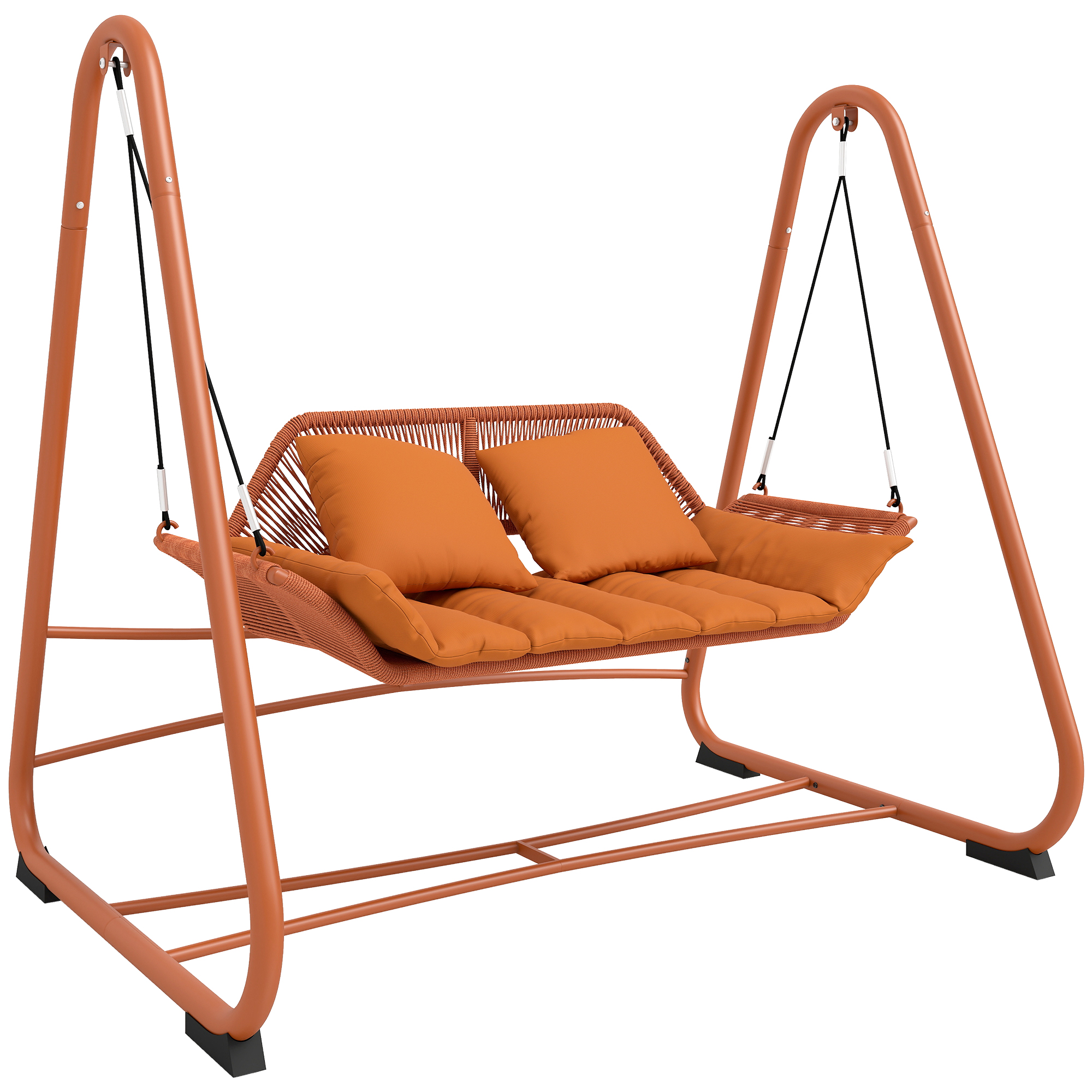 Hollywoodschaukel, padjadega aiakiik, metallraam, terrakota, 174 x 120 x 162 cm