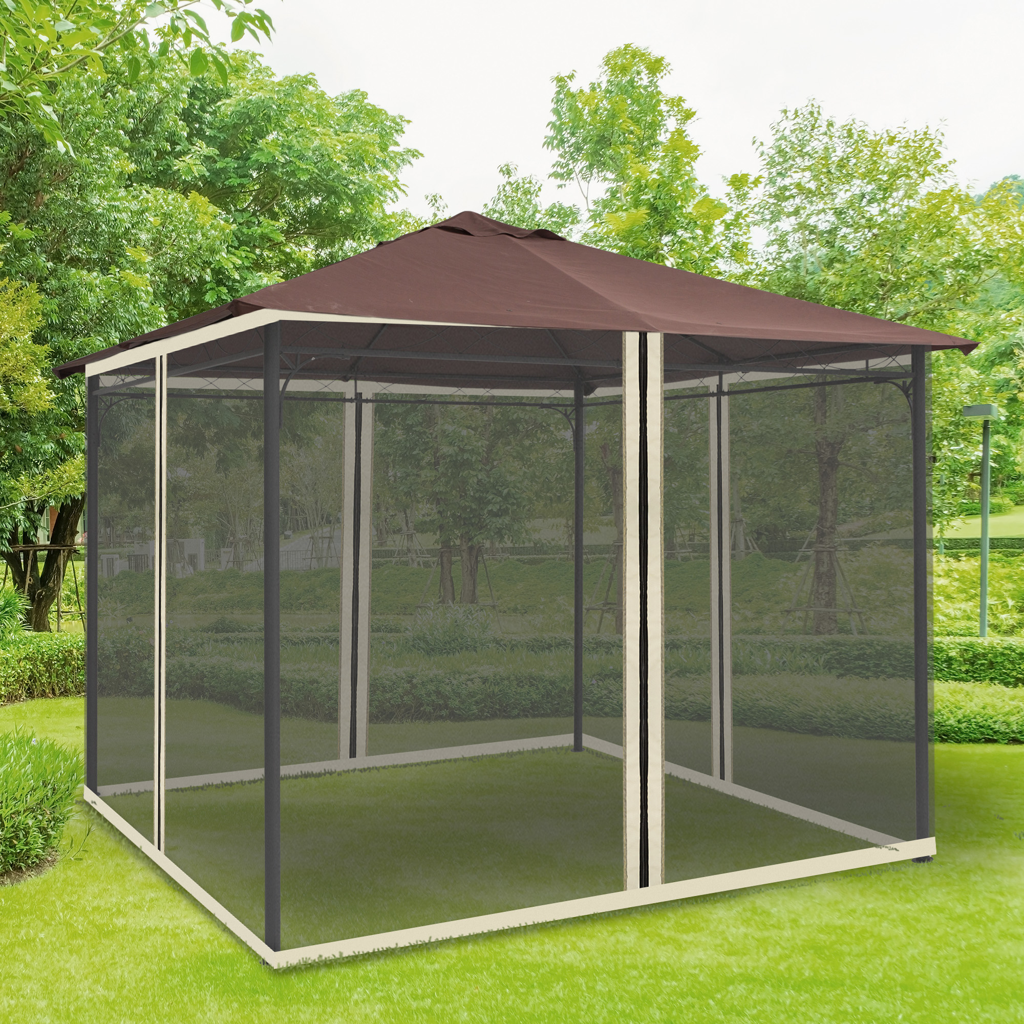 Tinklelis nuo uodų paviljonui 3 x 3 m, 4 dalys, juodas - Image 2