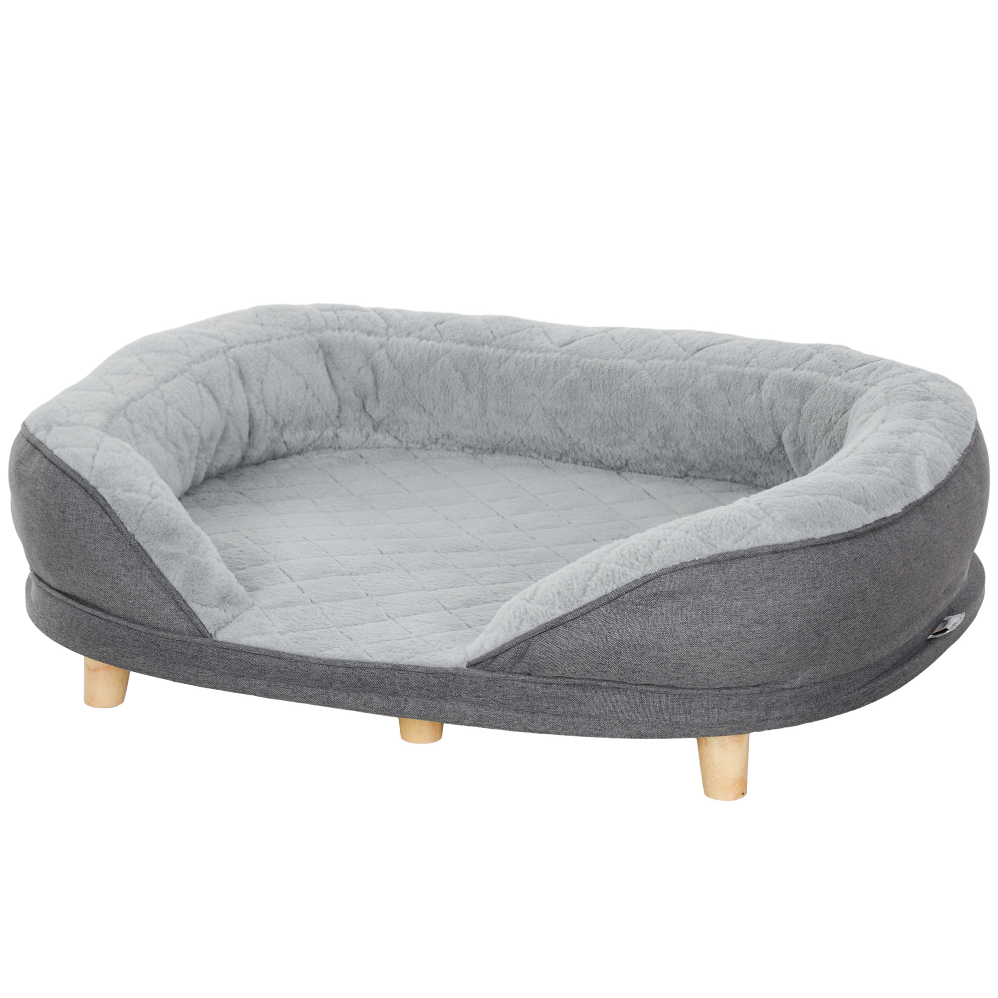 Koera voodi kuni 25 kg, eemaldatav kate, libisemisvastased jalad, 90 x 78 x 25 cm, hall