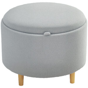 Säilytysjakkara, teddyfleece, harmaa, 56 x 56 x 42 cm