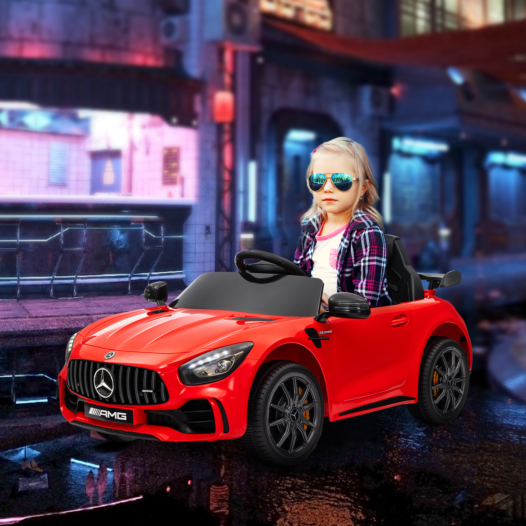 Elektrinis vaikiškas automobilis Mercedes-Benz AMG GTR, raudonas, 108 x 67 x 46 cm, 12V - Image 2