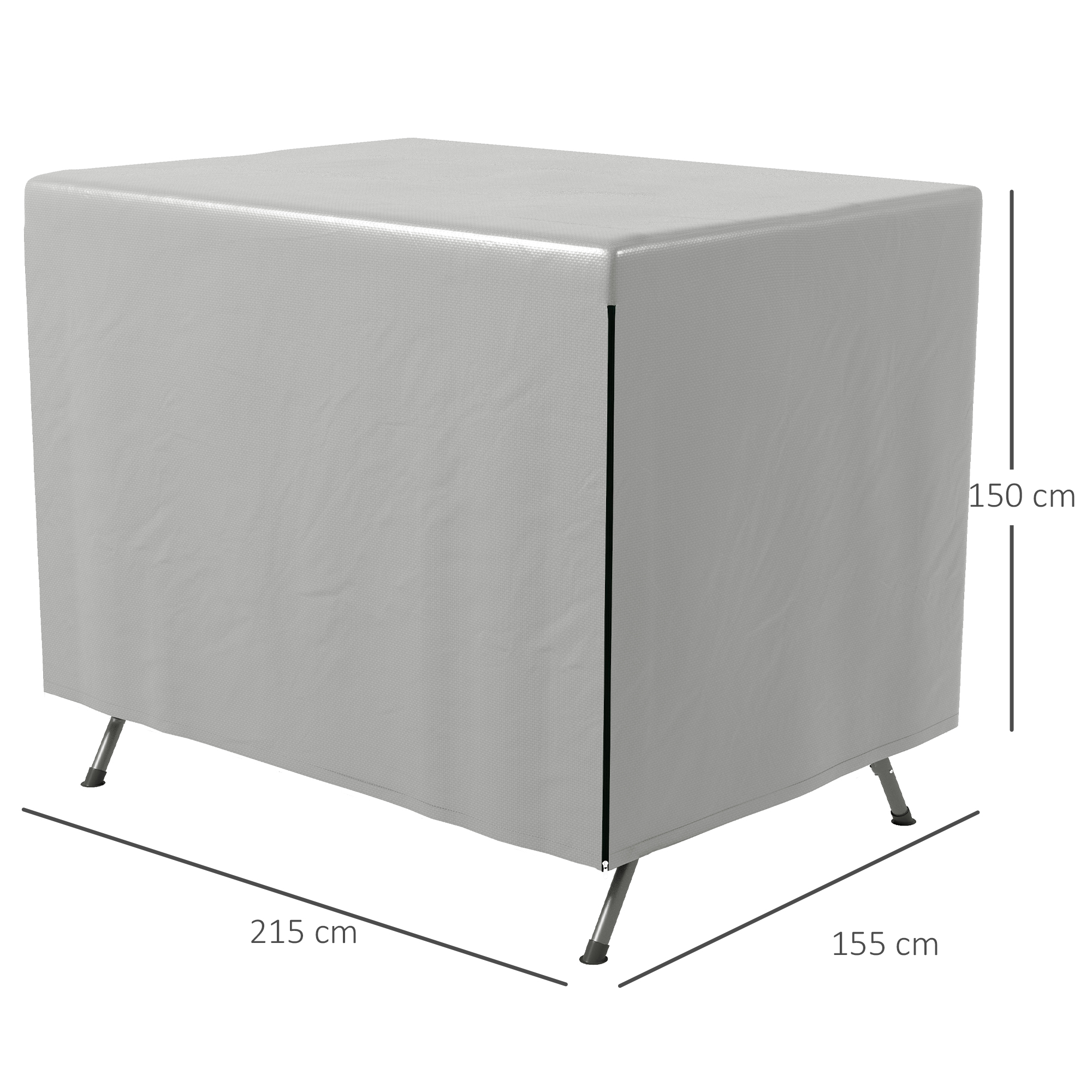Ulkokalusteen suojapeite, 215 x 155 x 150 cm, harmaa - Image 3