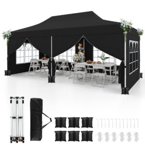 Pop-up telts 3x6m, 6 sānu sienas, melns
