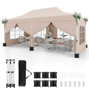 3x6 m Pop-up Pavėsinė su 6 šoninėmis sienomis, smėlio