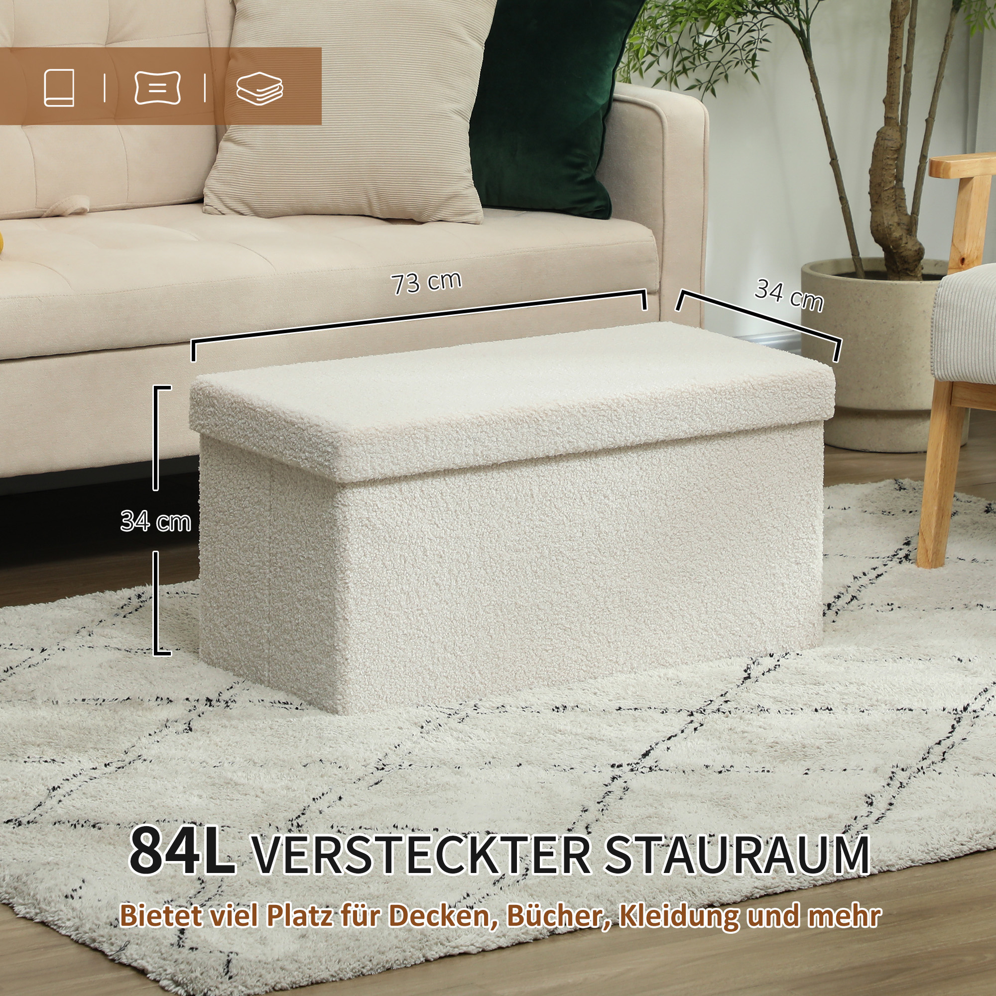 Säilytysrahi, kremenvärinen, 84 l, 76 x 38 x 38 cm - Image 4