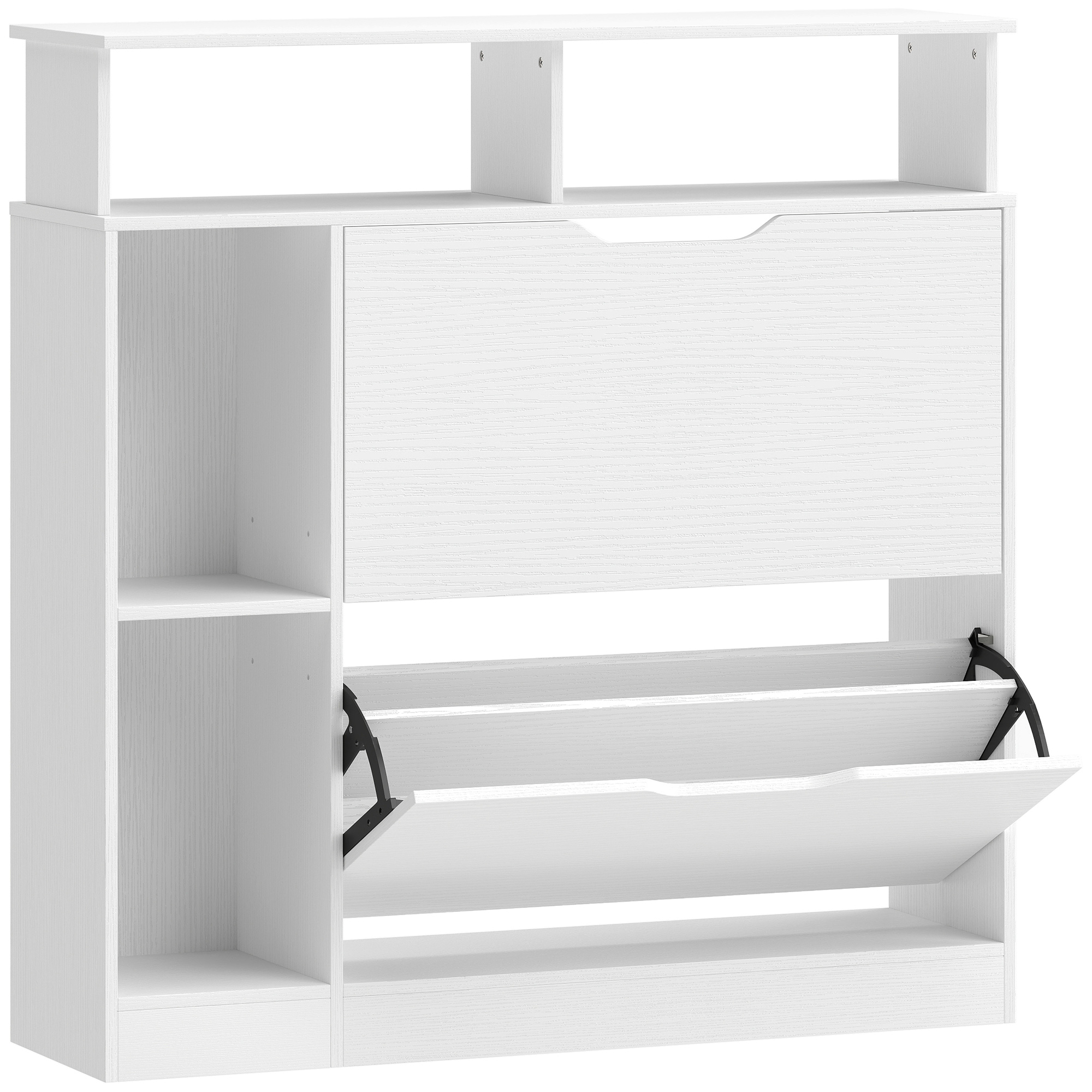 Kingakapp 2 kallutatava sahtliga, valge, 89 x 25 x 92 cm