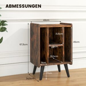 Vinüülplaadi mängija alus 4 avatud riiuliga 43 × 34,5 × 67,5 cm kohvipruun
