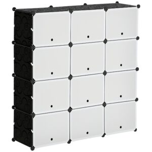 Modulaarne riiulisüsteem, 12 kuubikut, 125 x 32 x 125 cm, must ja valge