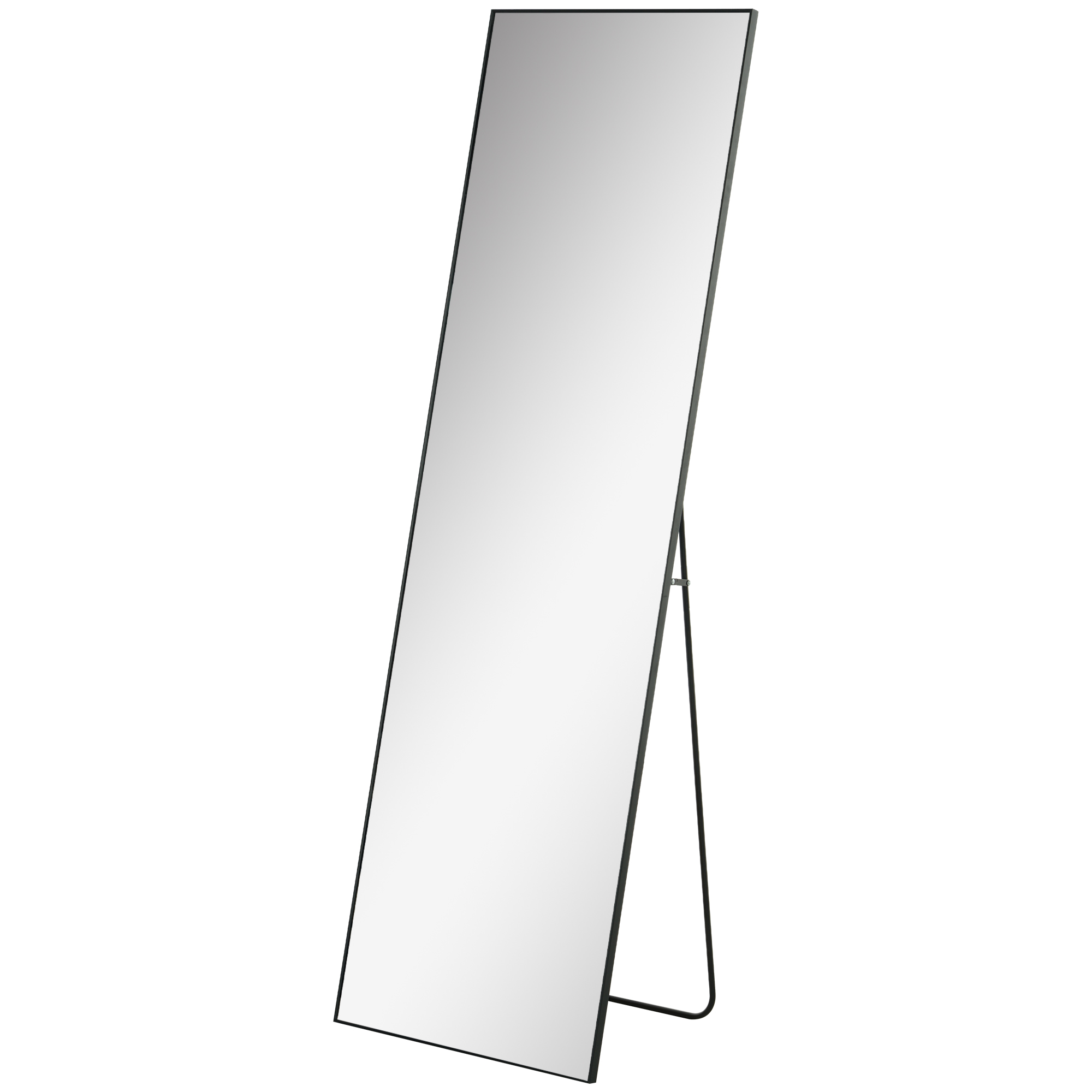 Viso ūgio pastatomas ir sieninis veidrodis juodu aliuminio rėmu, 50 x 161,5 cm