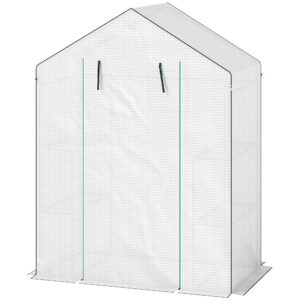 Kasvuhoone riiulitega, mini-kasvuhoone, valge, 143 x 74 x 190 cm