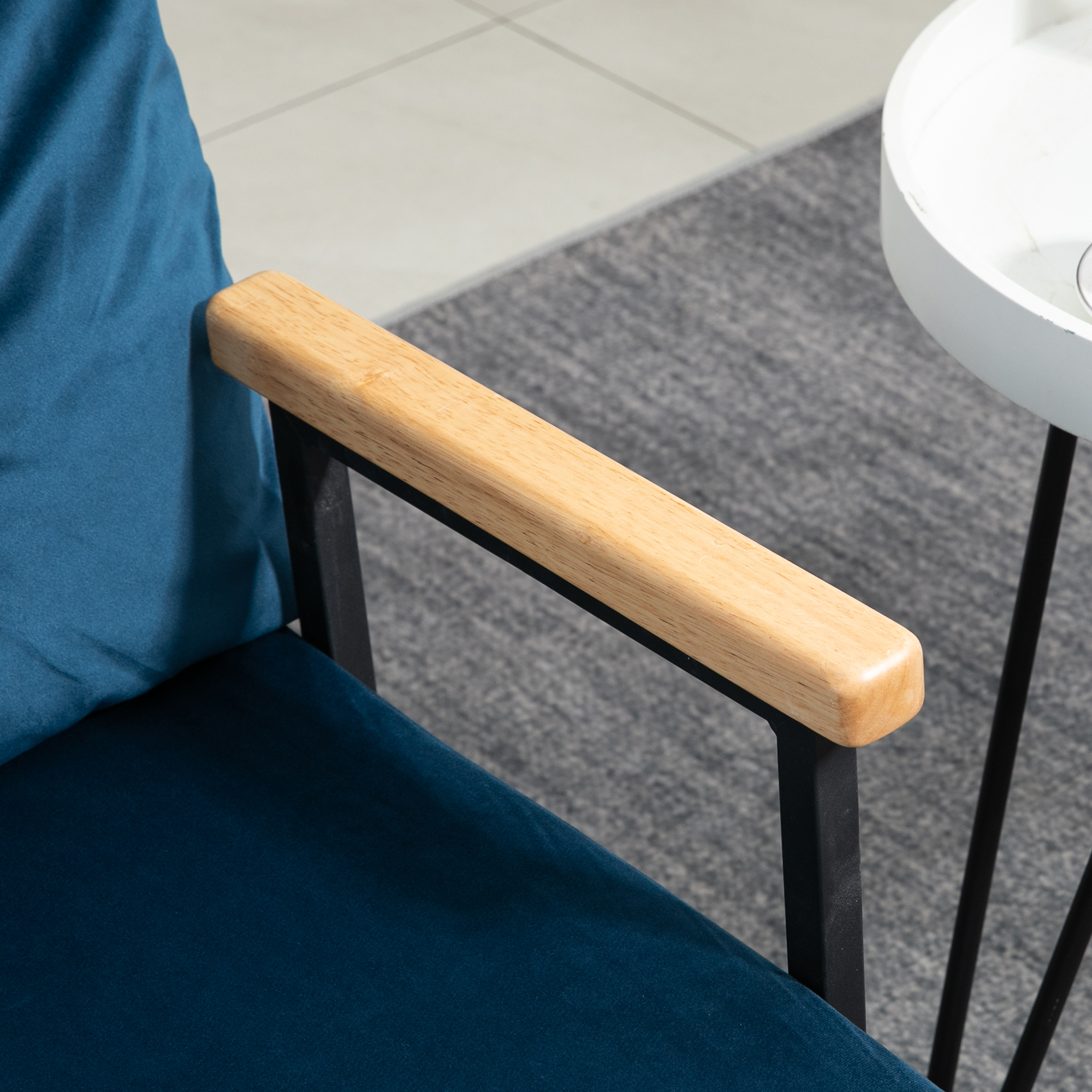 Miegamoji sofa, 2 vietų sofa, aksomo išvaizda, mėlyna, 2 pagalvės - Image 9
