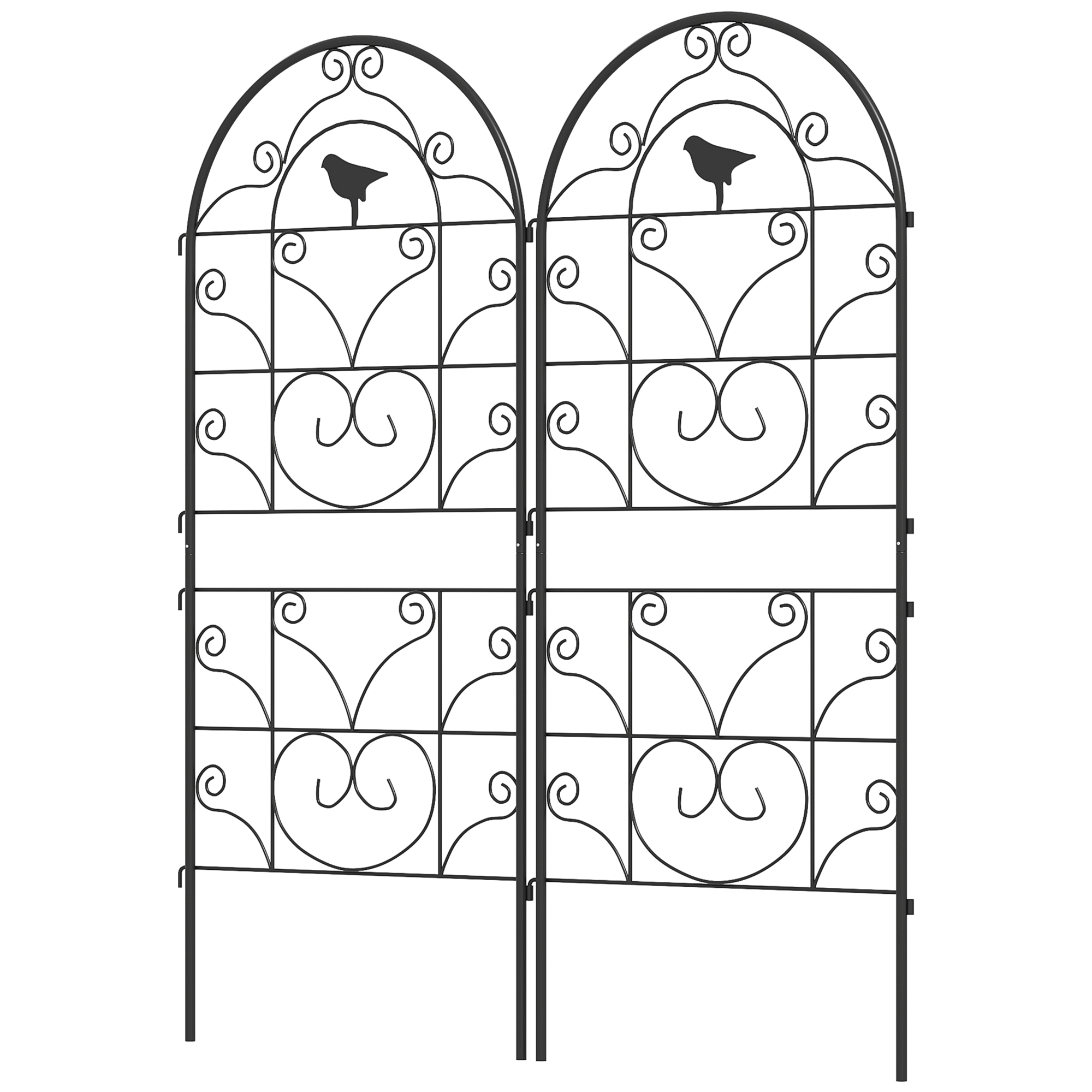 Metalinis augalų atramų rinkinys, 2 vnt., juodas, 50 x 120 cm