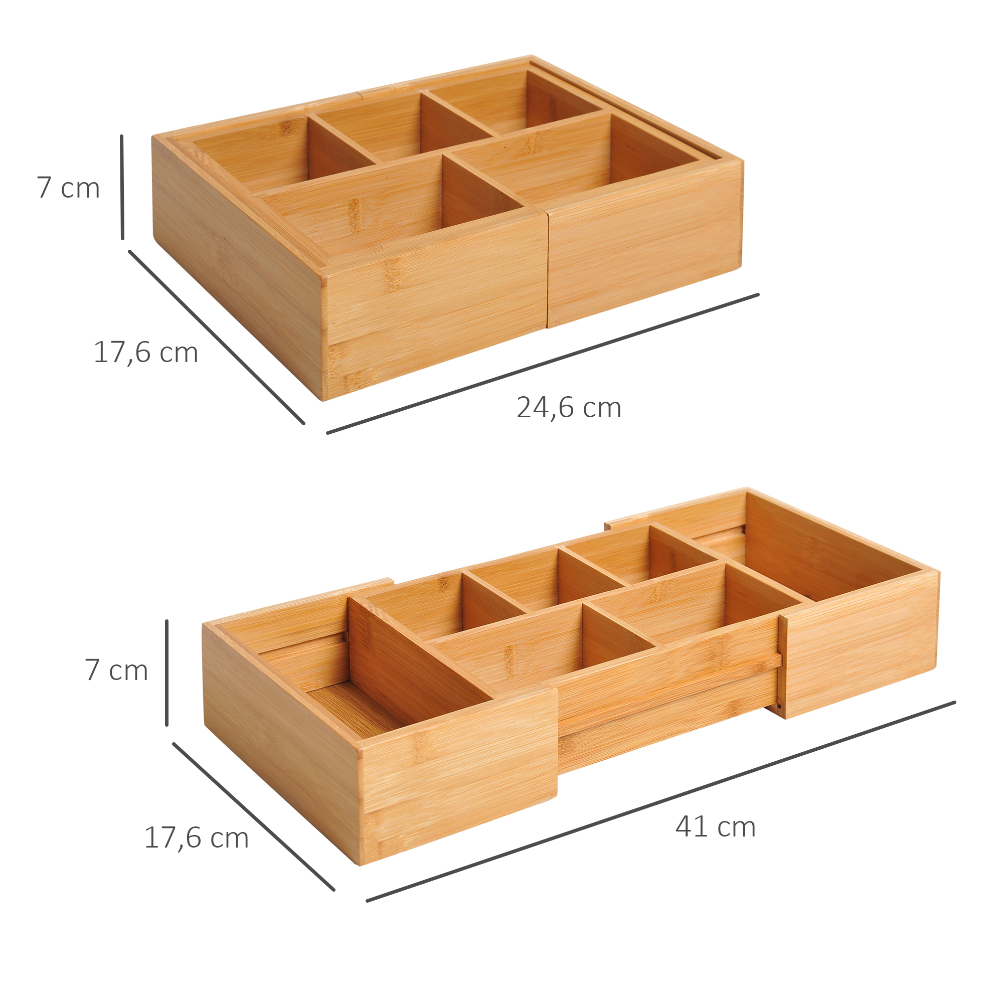 Izvelkams atvilktnes organizators, bambuss, dabīgs, 24,6 x 17,6 x 7 cm - Image 3