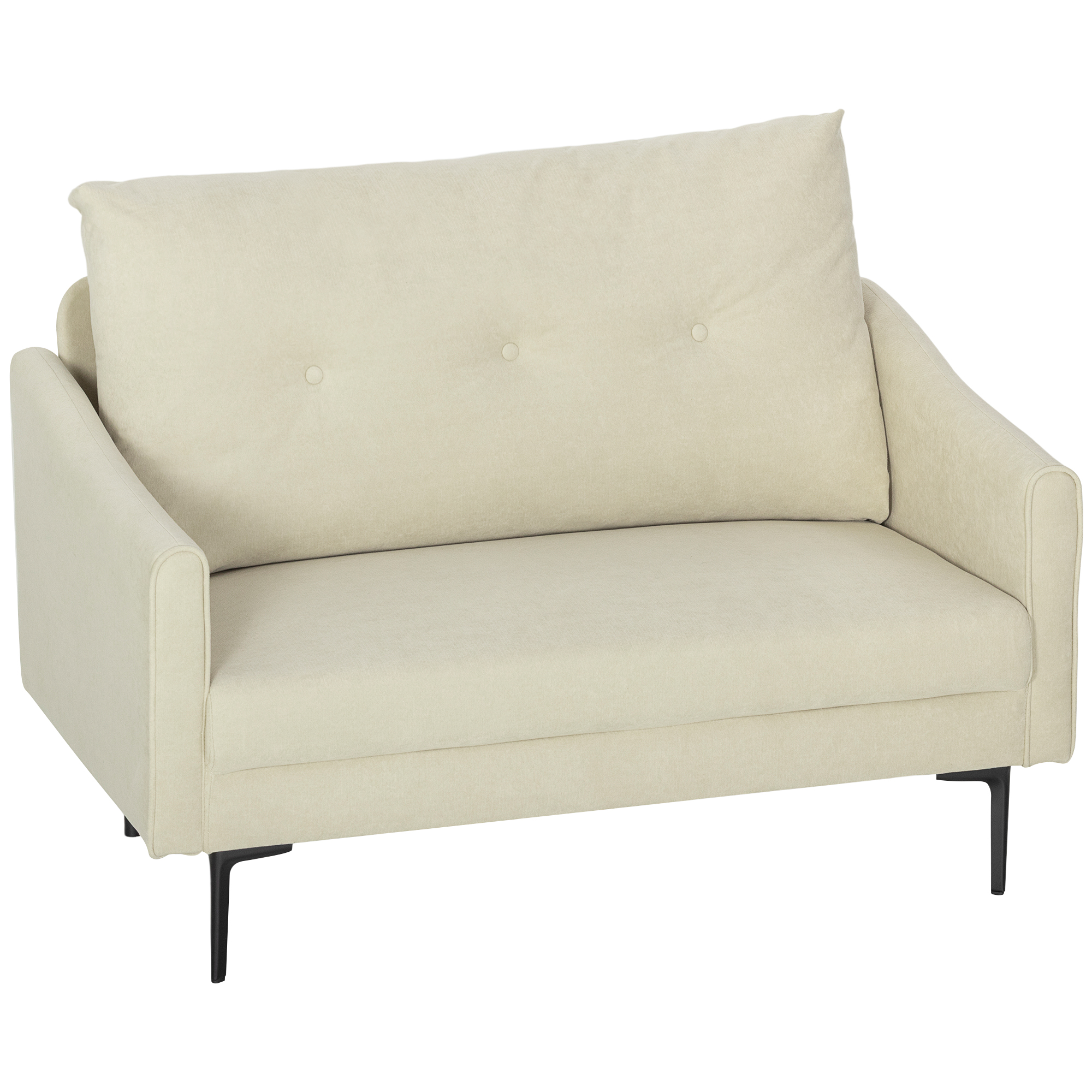 2 vietų sofa su putų paminkštinimu ir audinio apmušalu, kreminė balta, 124 x 73 x 92 cm