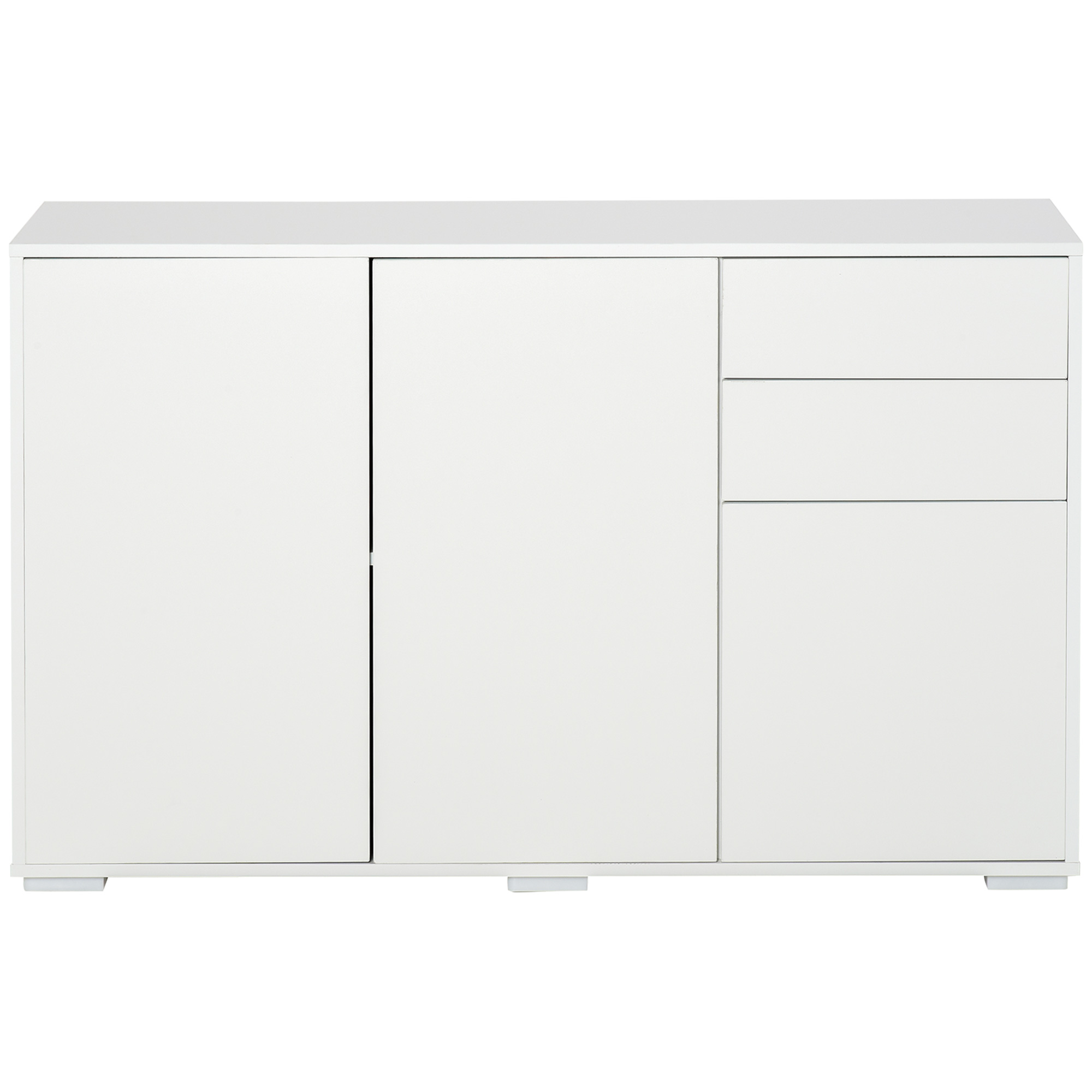 Sideboard kapp, 2 sahtlit, push-click, valge, 117 x 36 x 74 cm