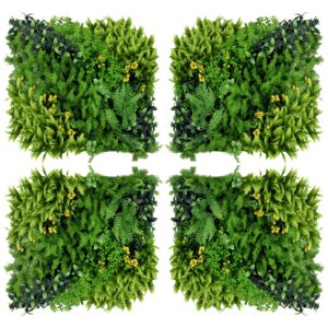 12-osaline kunsthekk seinapaneelide komplekt, 50 x 50 cm, roheline / kollane, PE-plast