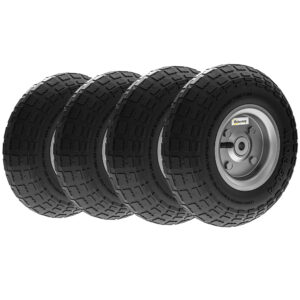4-osainen varapyöräsarja kottikärryyn, Ø 255 mm, 80 kg, musta