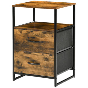 Elutoa kapp, abikapp riidest sahtlitega, MDF, terasraam, pruun, 45 x 40 x 70,5 cm
