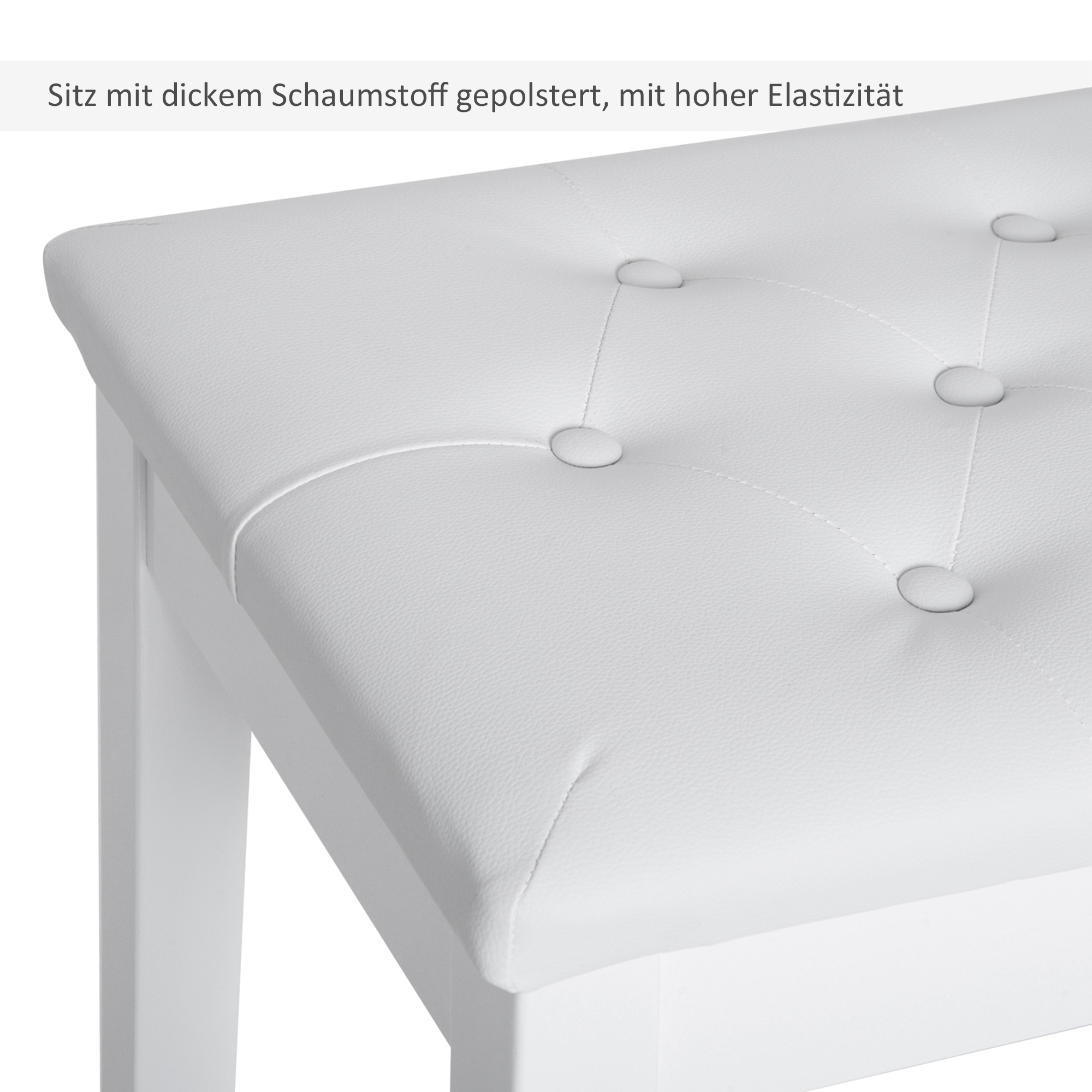 Pianino suoliukas su paslėpta daiktadėže, baltas, 76 x 36 x 50 cm - Image 5