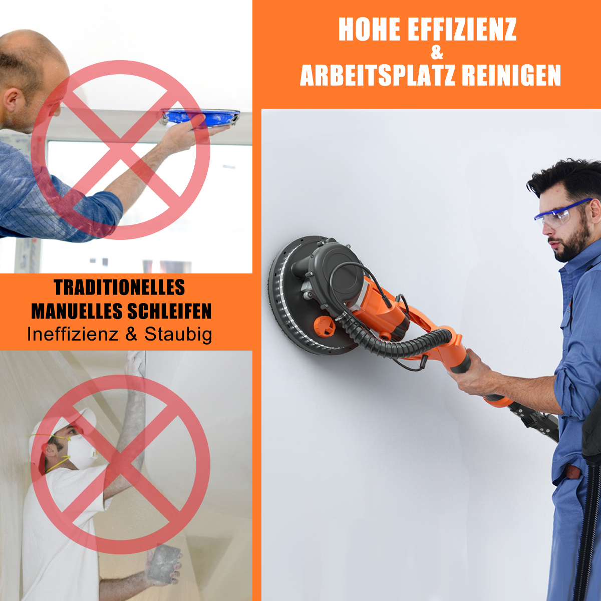 Elektriline krohvlihvija reguleeritava kiirusega, LED-valgustusega