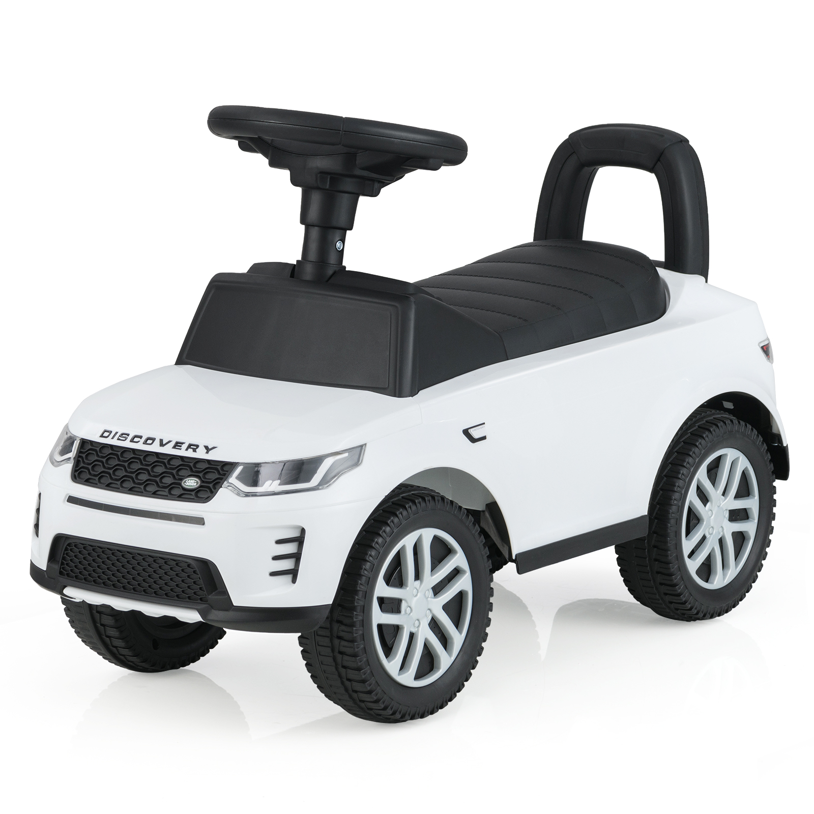 Vaikų pedalų stumiamas automobilis su signalu, variklio garsais ir po sėdyne esančia daiktadeže, baltas - Image 2