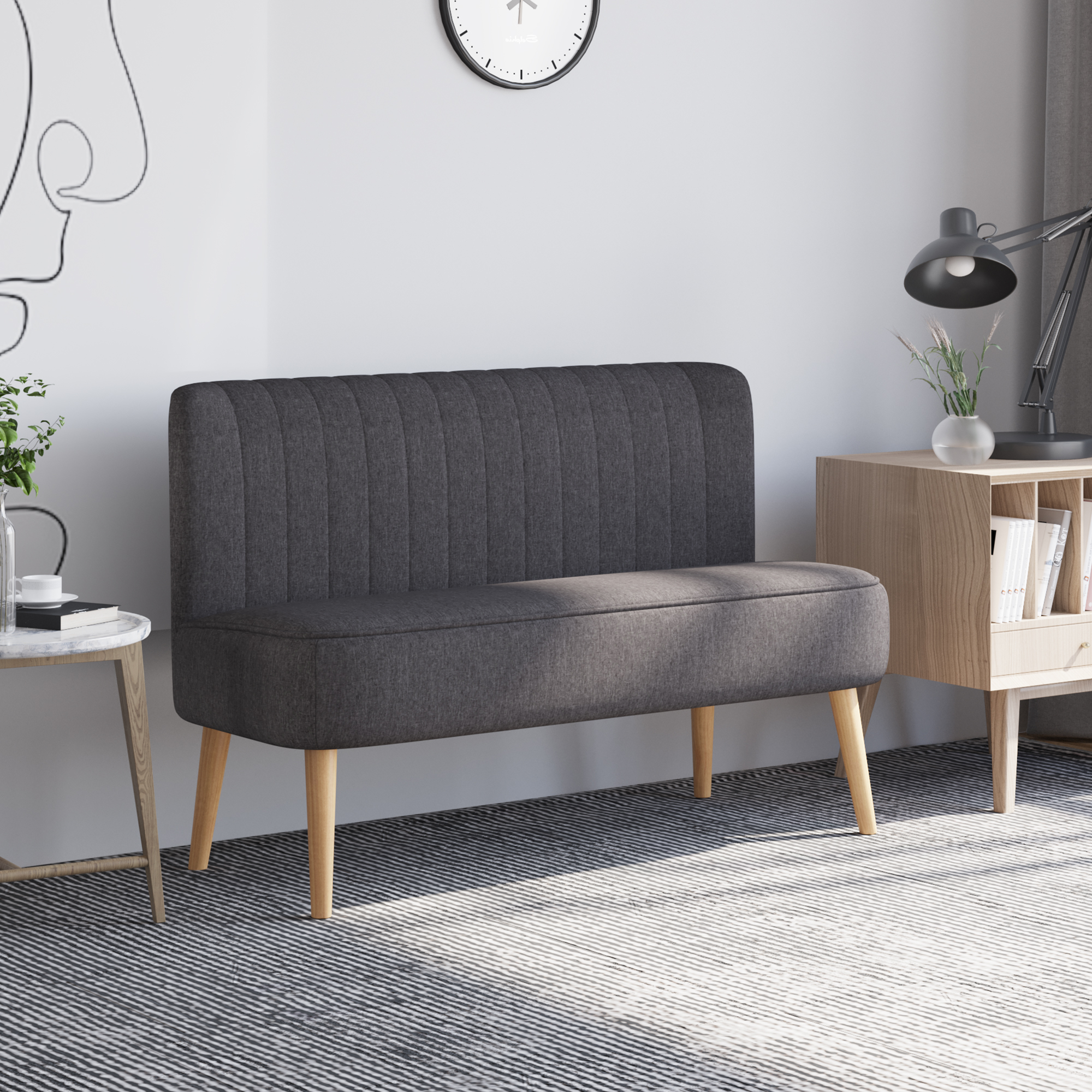 2 vietų sofa, tamsiai pilka, 117 x 56,5 x 77 cm - Image 2
