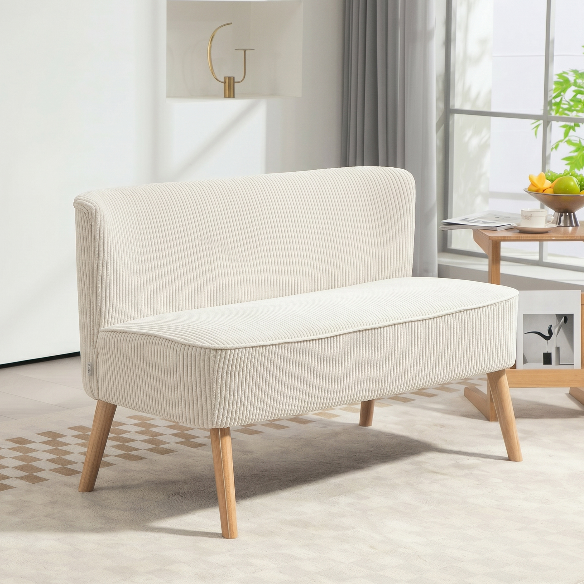 2 vietu sofa, mīksts polsterējums, viegli kopjams pārvalks, līdz 150 kg, 117 x 56,5 x 77 cm, krēmīgi balta - Image 3