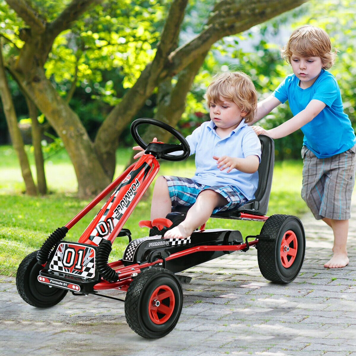 4 ratų vaikų pedalinis kartingas - raudonas - Image 2