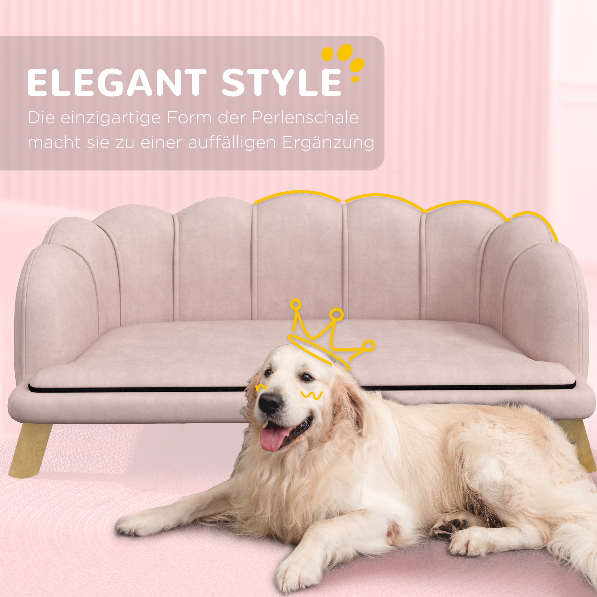 Naminių gyvūnų sofa šunims iki 25 kg, rožinė, 98,5 x 60,5 x 35,5 cm - Image 4