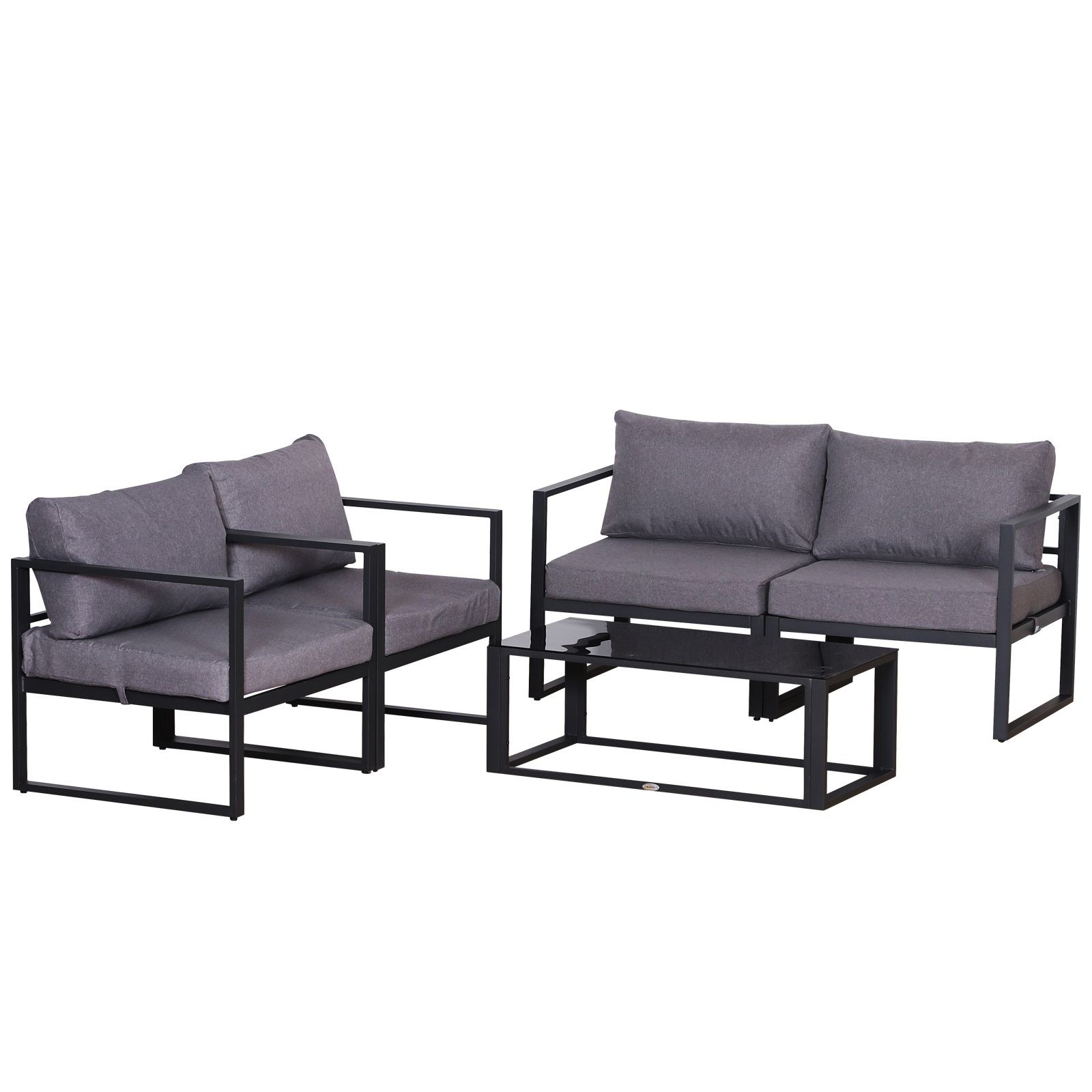4-osainen puutarhakalustesetti, harmaa, alumiiniini, 138 x 69 x 63 cm
