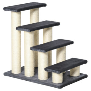 4 pakāpju mājdzīvnieku kāpnes, 59 cm, pelēkas, Model 1