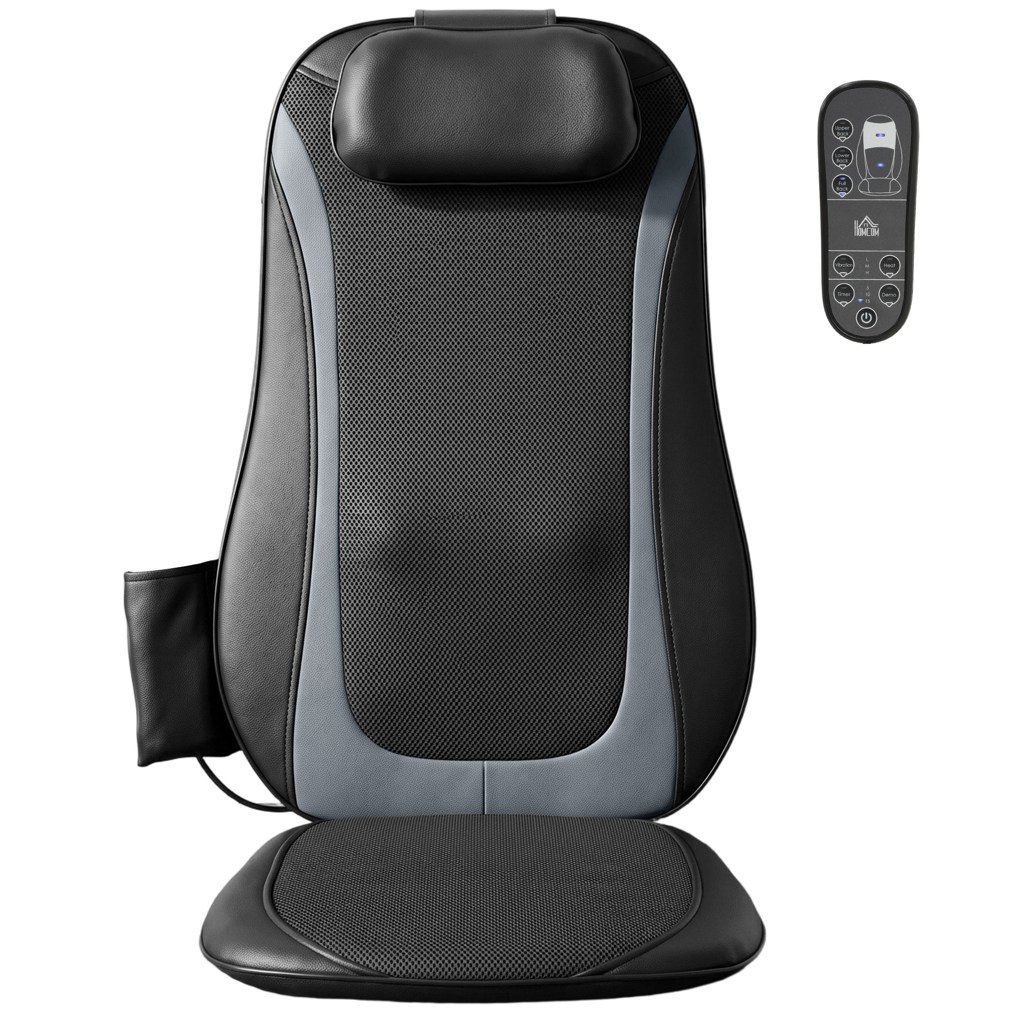 Shiatsu seljamassaažija soojustusega, 3 vibratsioonitaset, must, 105 x 45 x 10 cm