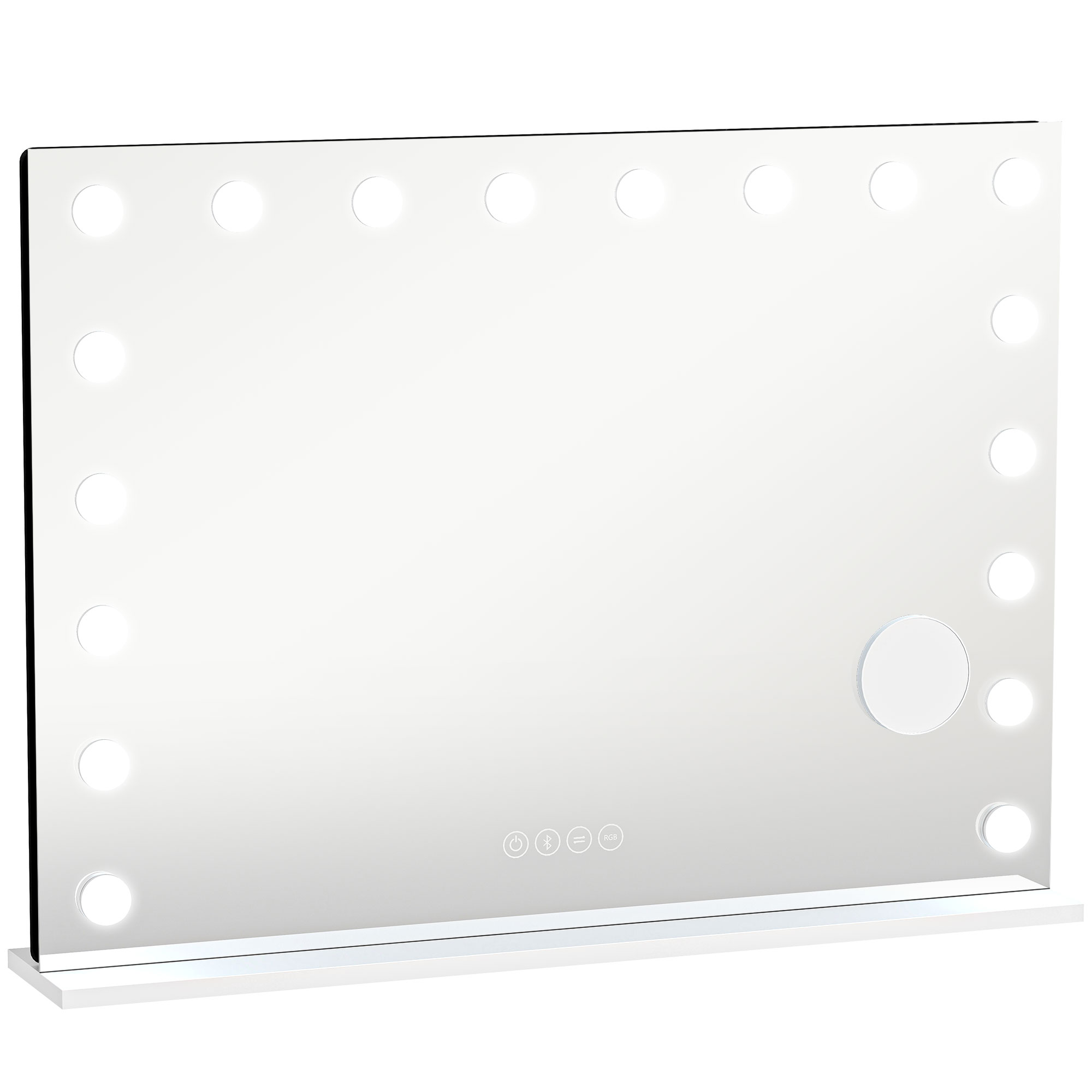 Kosmeetikapeegel 18 LED-lambi, 3 valgusrežiimi, RGB-valgusti, Bluetooth-kõlariga, 10x suurendusega, valge
