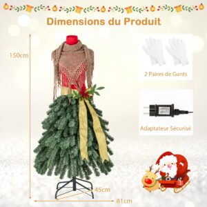 150cm Valgustusega Kunstkuusk Mannekeeni Seelikuga 248 Oksi 100 Sooja Valget LED Valgust