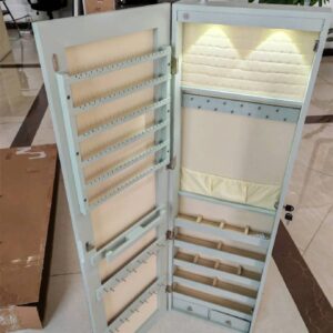 Papuošalų spintelė su LED apšvietimu Veidrodinis žalias