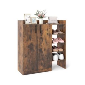 Jalatsikapp 2 reguleeritava riiuli ja 4 avatud riiuliga, rustikaalne pruun, 83 × 31 × 90 cm